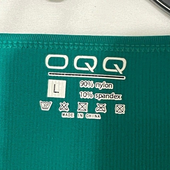 OQQ Green Bodysuit Size Large Square Neck Short Sleeve‎ Top Casual Bodysuit - Picture 2 of 6